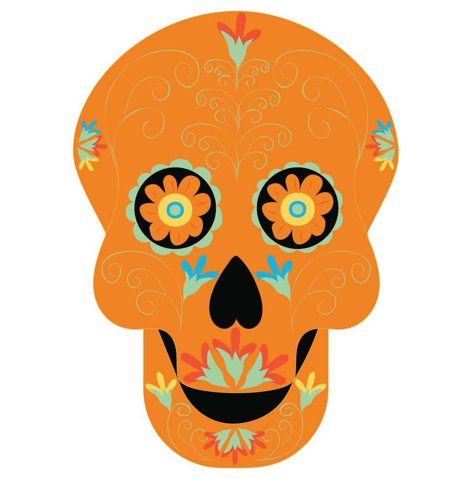 mort journée crânes. mexicain sucre Humain tête OS Halloween tatouage dia de los morts. vecteur illustration isolé sur blanc Contexte