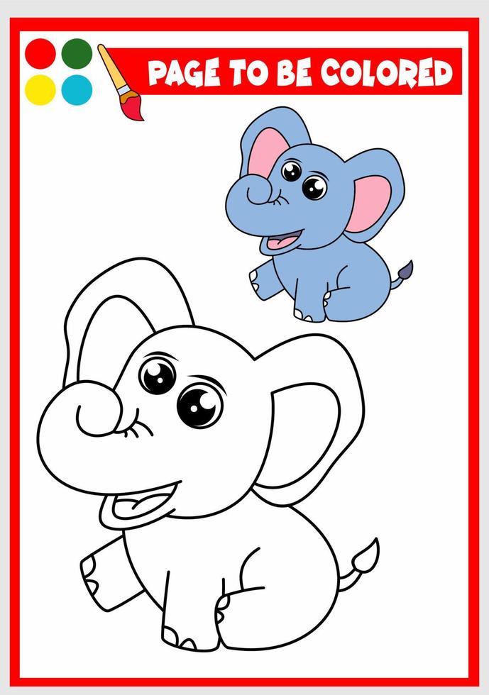 livre de coloriage pour les enfants. l'éléphant vecteur