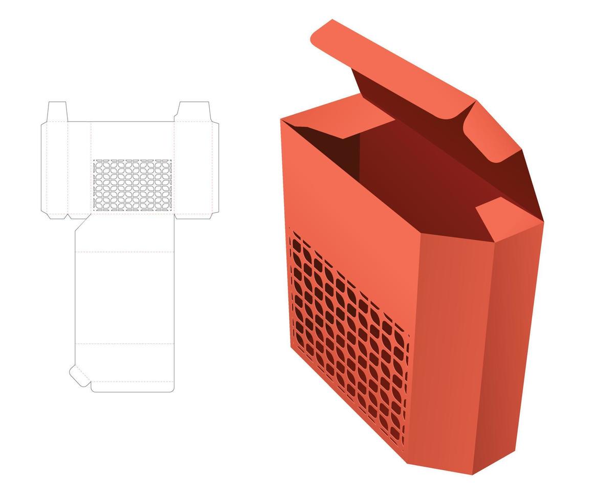 angle boîte avec pochoir géométrique fenêtre mourir Couper modèle et 3d maquette vecteur