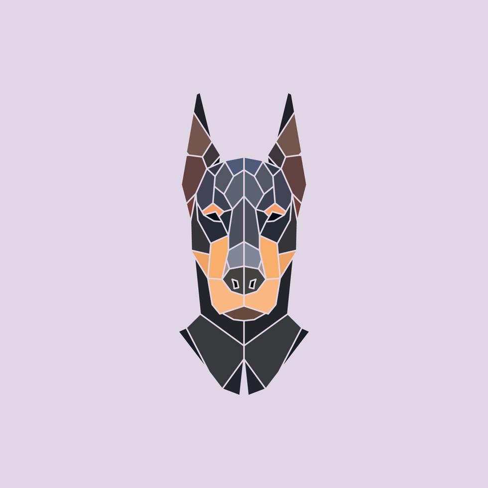 tête de doberman. fond polygonale de vecteur. vecteur