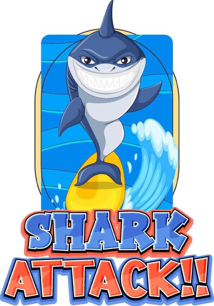 icône d'attaque de requin avec surf de requin vecteur