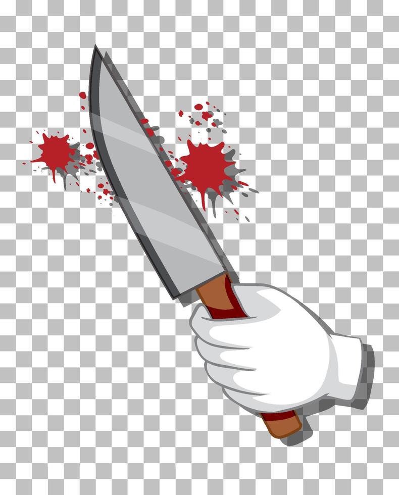 main tenant un couteau avec des éclaboussures de sang vecteur