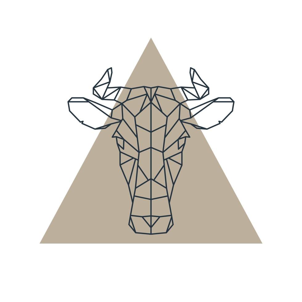 tête de vache géométrique. icône de l'animal. vecteur