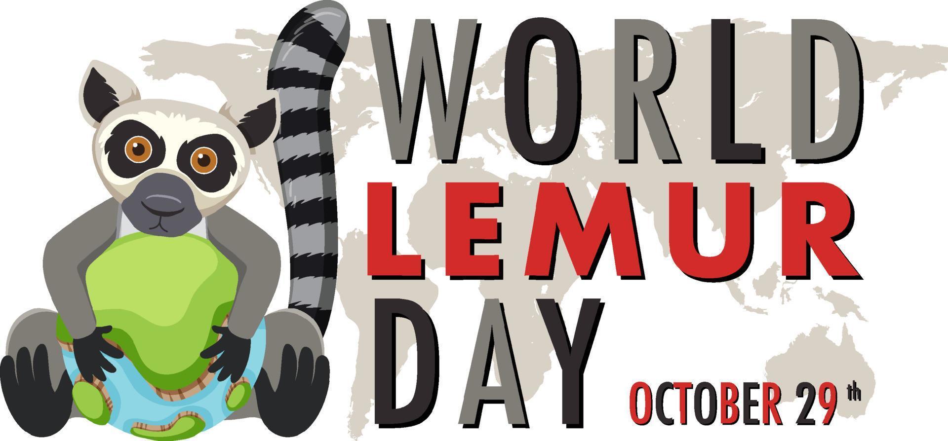 conception de bannière de la journée mondiale des lémuriens vecteur