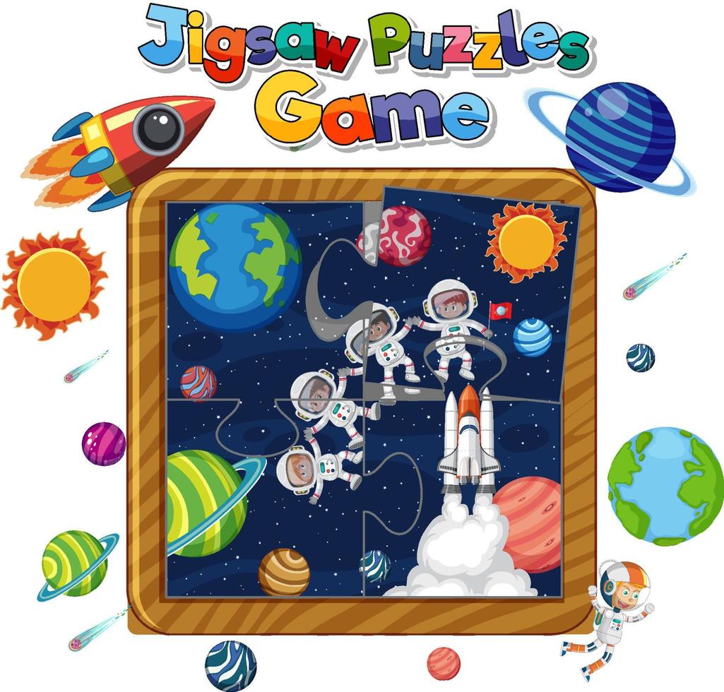 astronaute dans l'espace modèle de jeu de puzzle photo vecteur