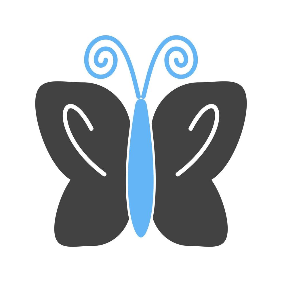 icône papillon ii glyphe bleu et noir vecteur