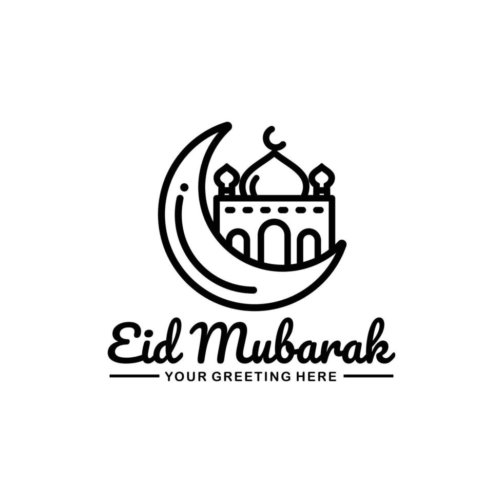 vecteur de conception de logo de contour eid mubarak