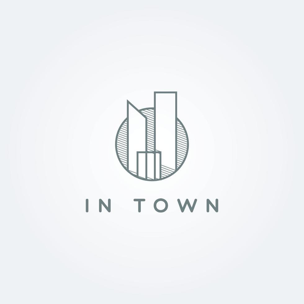 dessin au trait simple ville propriété immobilier logo signe symbole icône vecteur