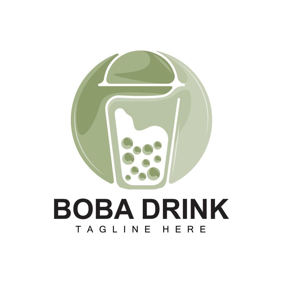 création de logo de boisson boba, vecteur de bulle de boisson de gelée moderne, illustration de verre de marque de boisson boba