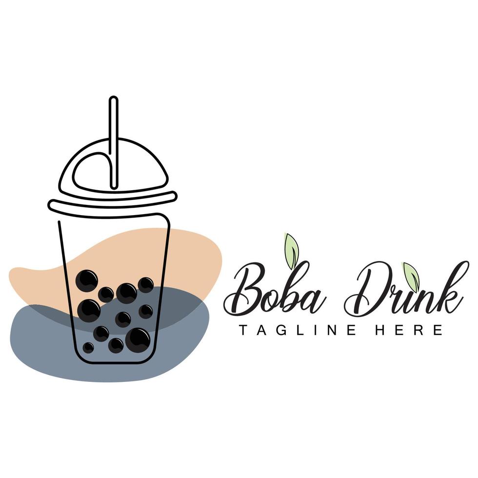 création de logo de boisson boba, vecteur de bulle de boisson de gelée moderne, illustration de verre de marque de boisson boba