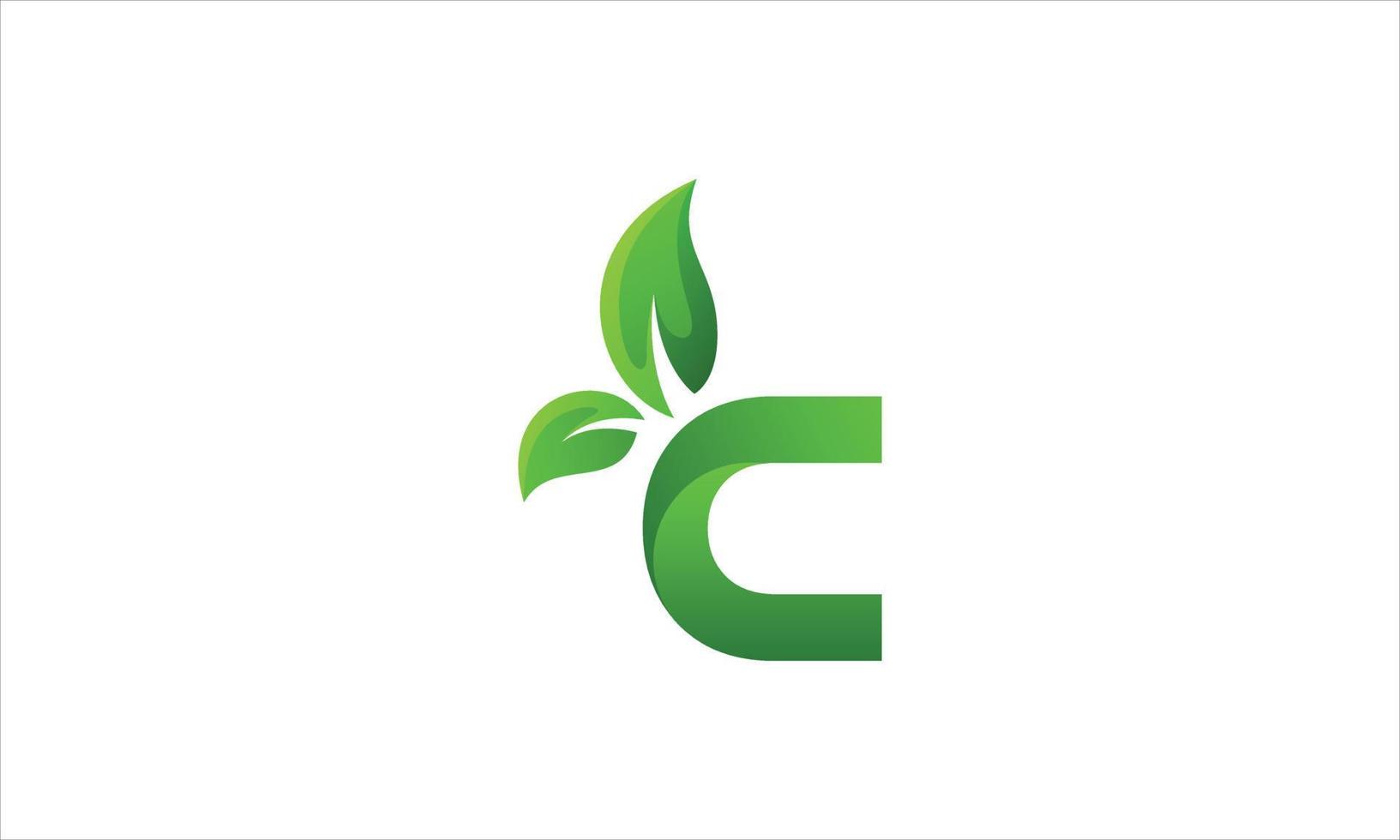 feuille verte avec création de logo c. vecteur de conception d'icône de logo de lettre c initiale vecteur pro.