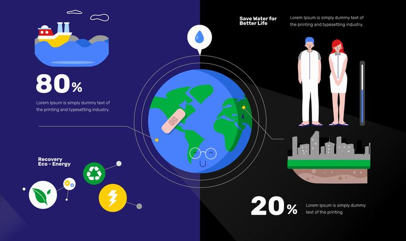 Propre WaterAdvocacy Infographie Vector Illustration plate