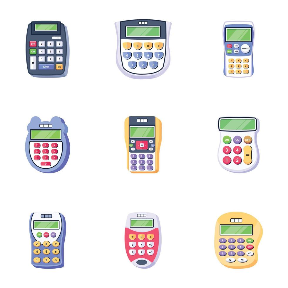 pack de poche calculatrices plat Icônes vecteur