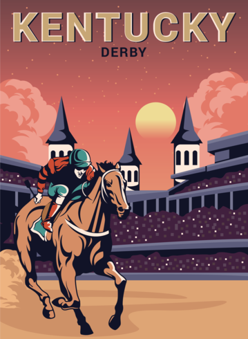 Carte postale de derby du Kentucky vecteur