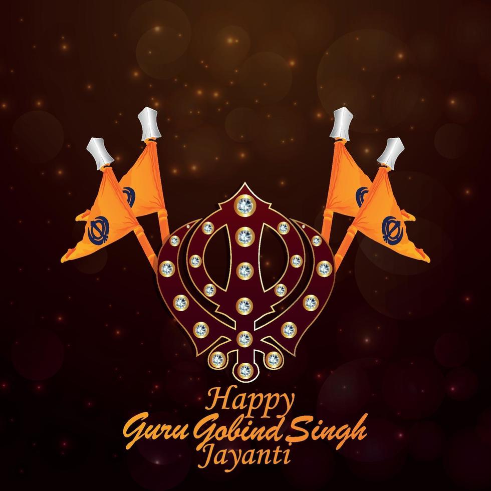 joyeux gourou gobind singh jayanti carte de voeux vecteur