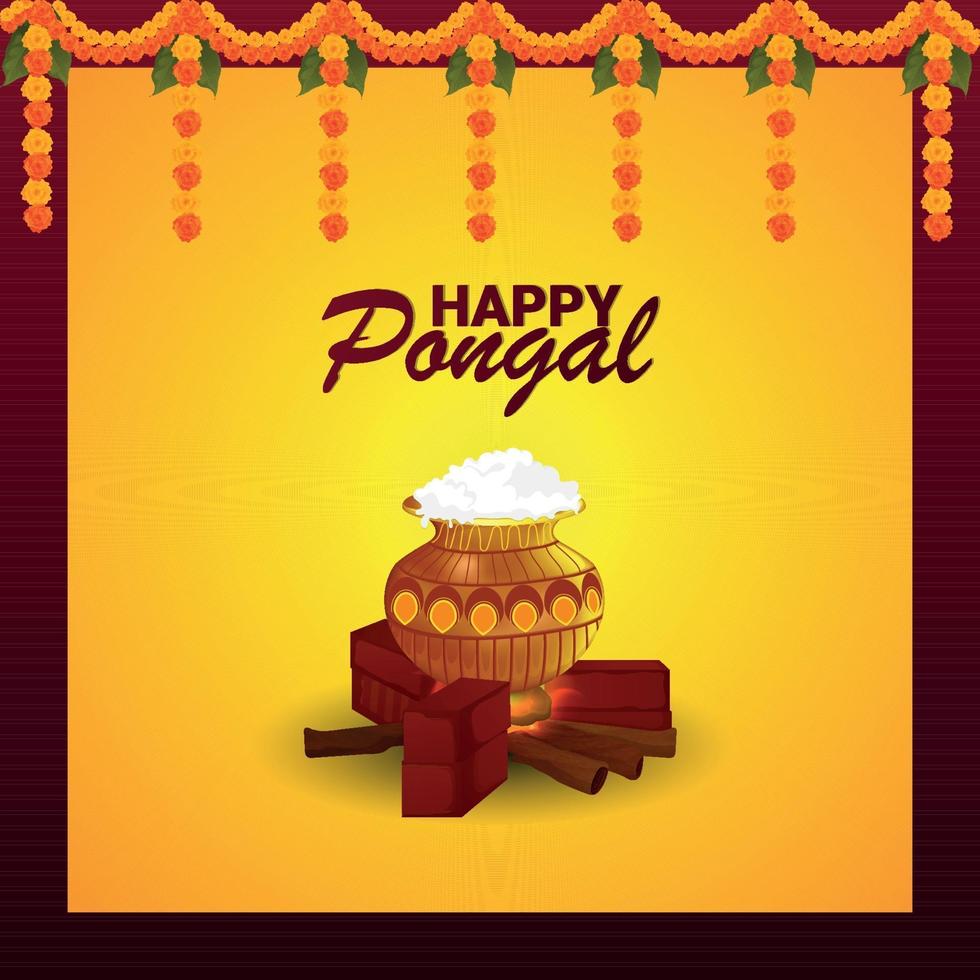 joyeuses fêtes de voeux pongal vecteur