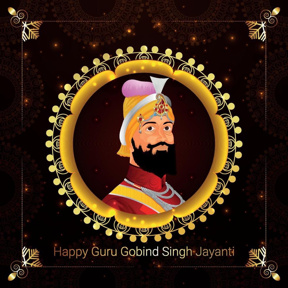 gourou gobind singh jayanti carte de vœux vecteur