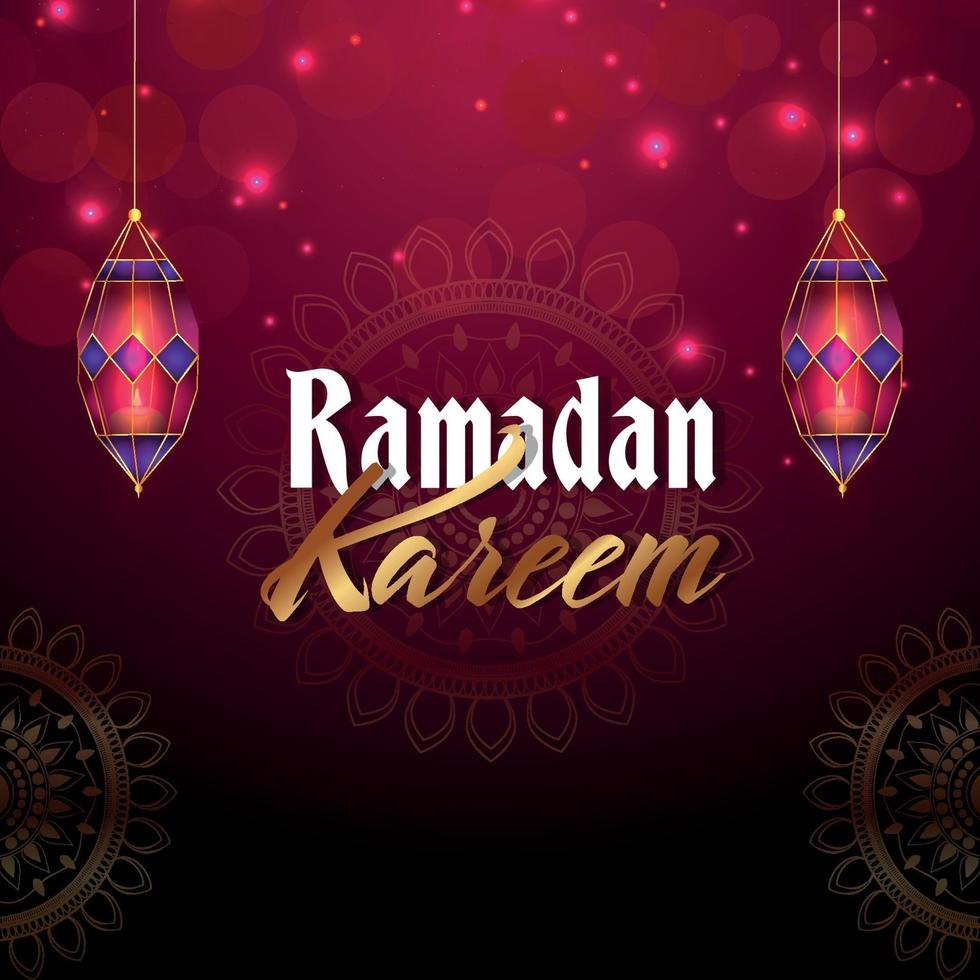 fond de ramadan avec lanterne islamique vecteur