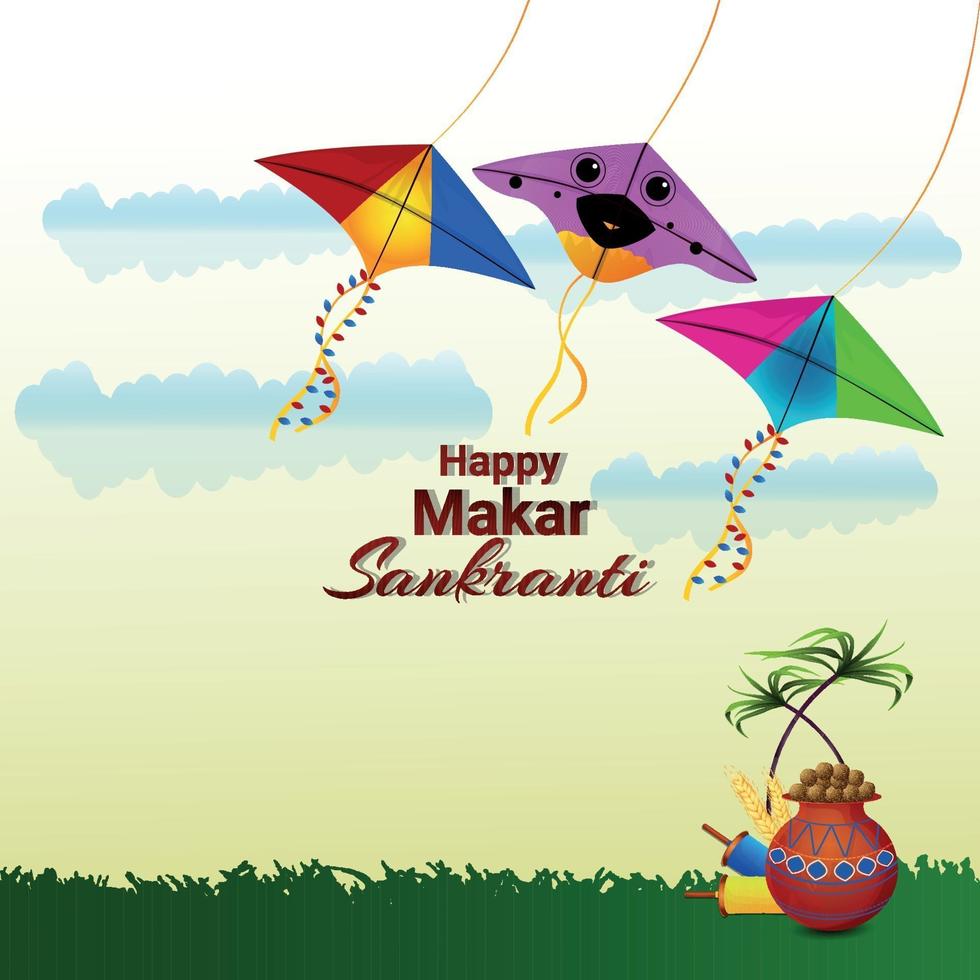 carte de voeux heureux makar sankranti vecteur