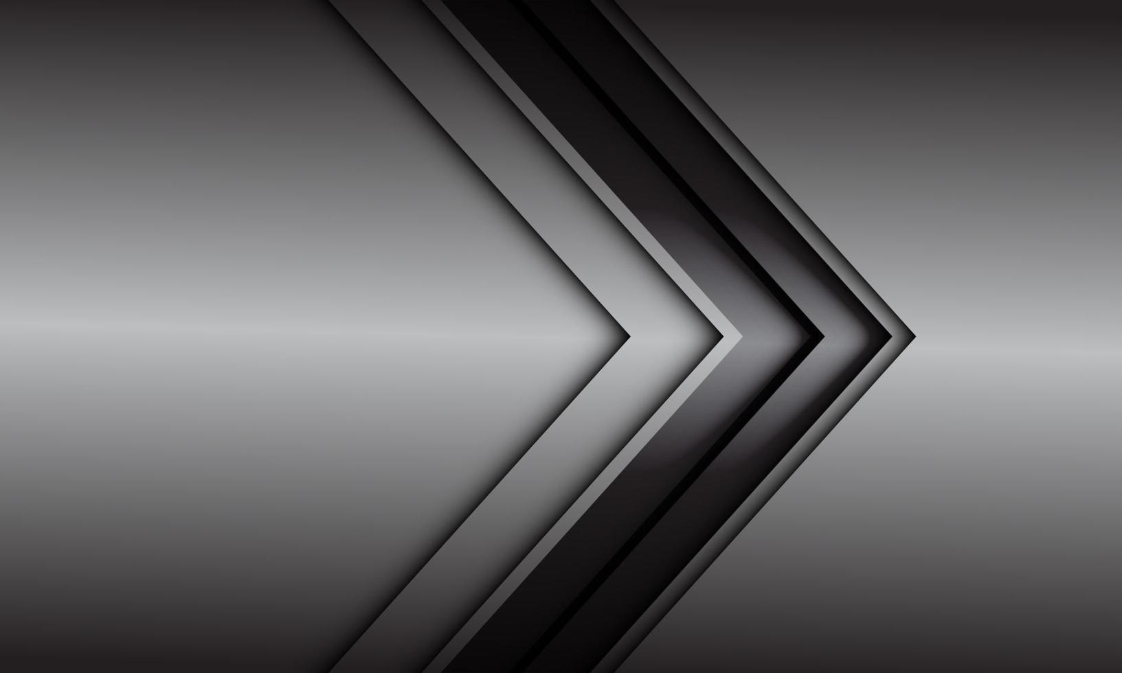 direction de la flèche de la ligne noire grise abstraite sur la conception métallique gris illustration vectorielle de fond futuriste moderne. vecteur