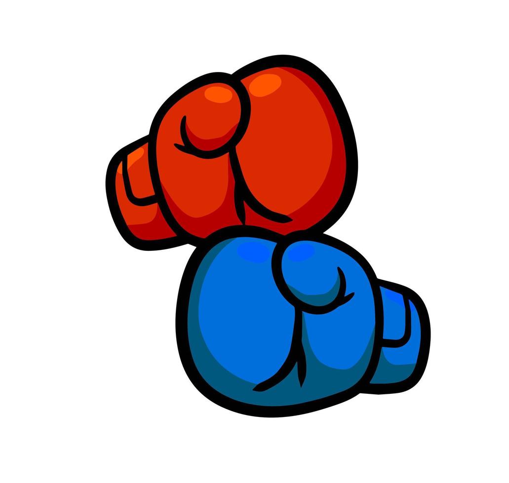 gant de boxe. bagarre à coups de poings. sports extrêmes. symbole de la grève et d'un KO. équipement de sport. illustration de dessin animé vecteur