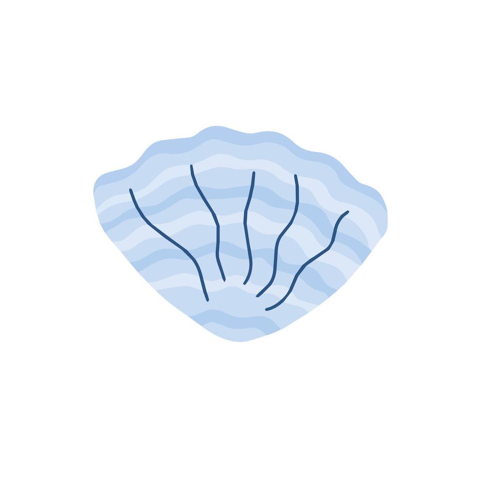coque en style doodle. coquille de mer de moules d'animaux aquatiques. décoration marine. illustration de dessin animé plat isolé sur blanc vecteur
