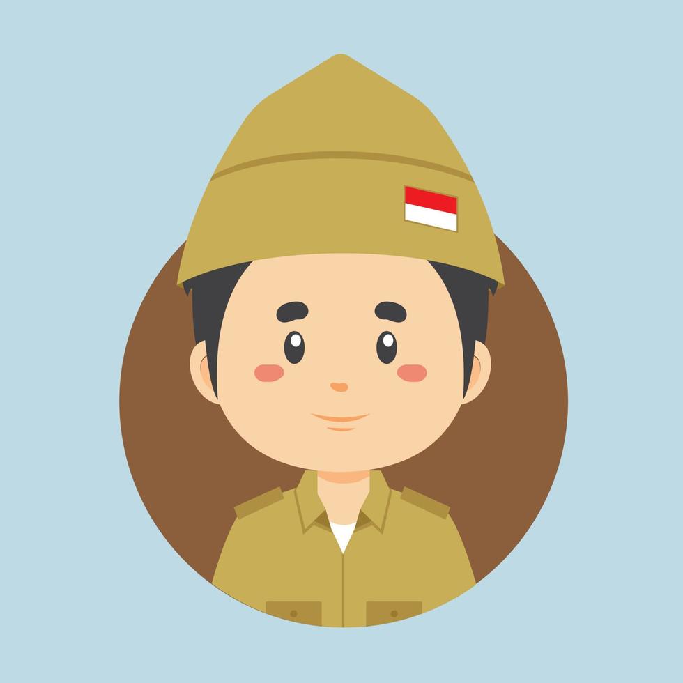 avatar de une indonésien guerrier personnage vecteur