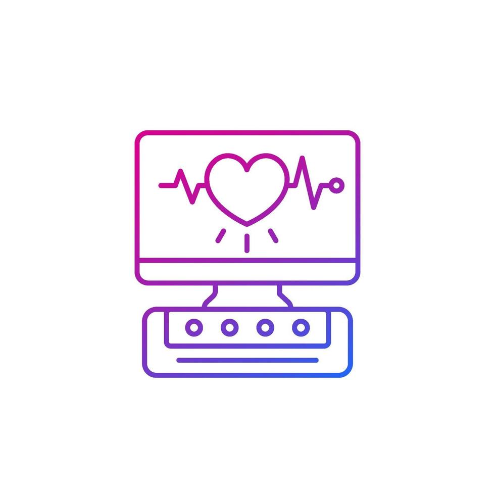 machine ecg, icône de ligne de diagnostic cardiaque sur blanc vecteur