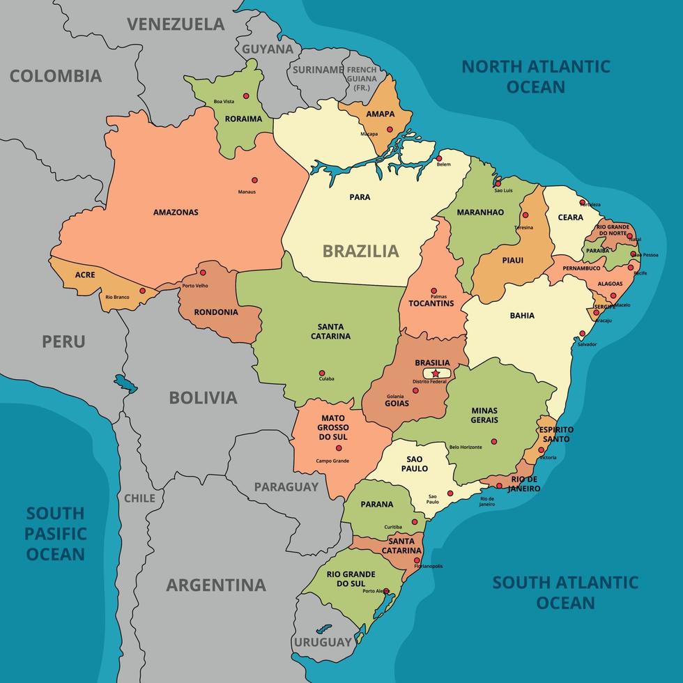 pays carte Brésil vecteur