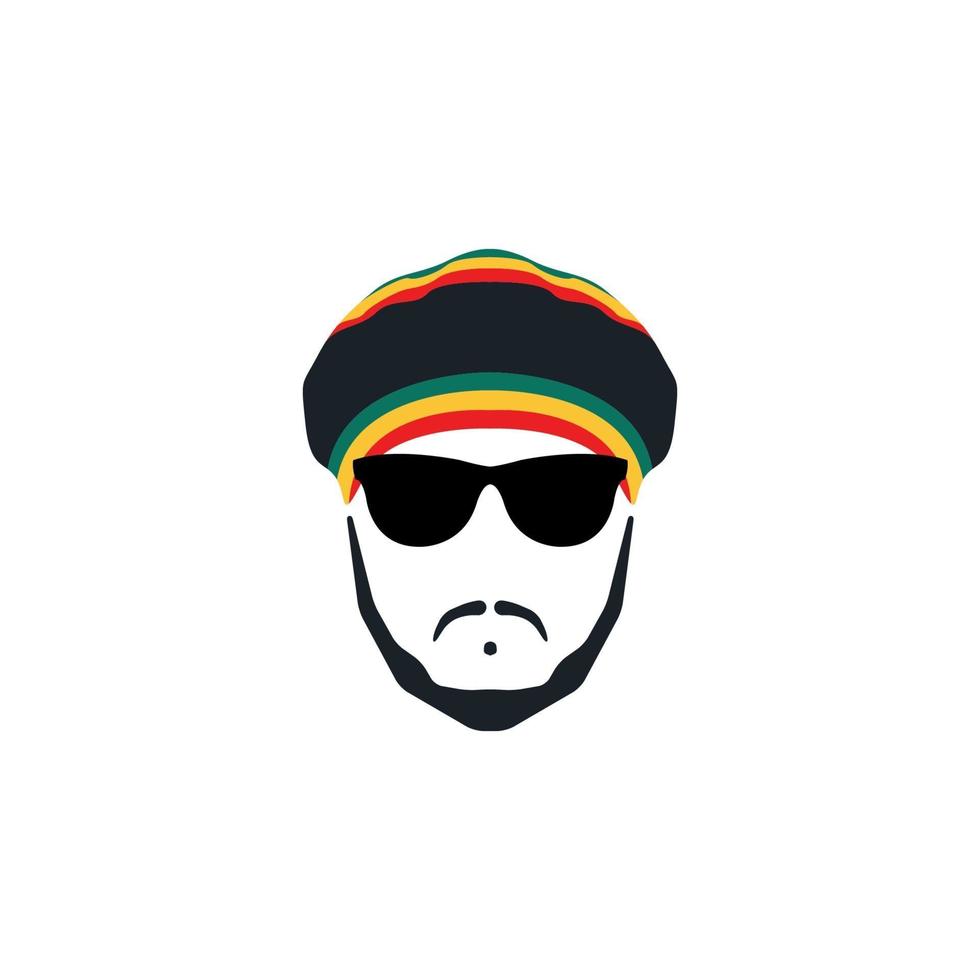 casquette rasta avec moustache et barbe sur fond blanc. vecteur