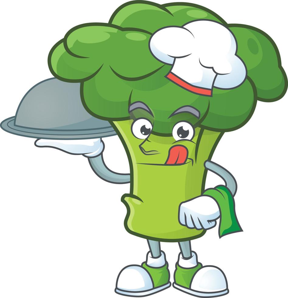 vert brocoli dessin animé personnage style vecteur