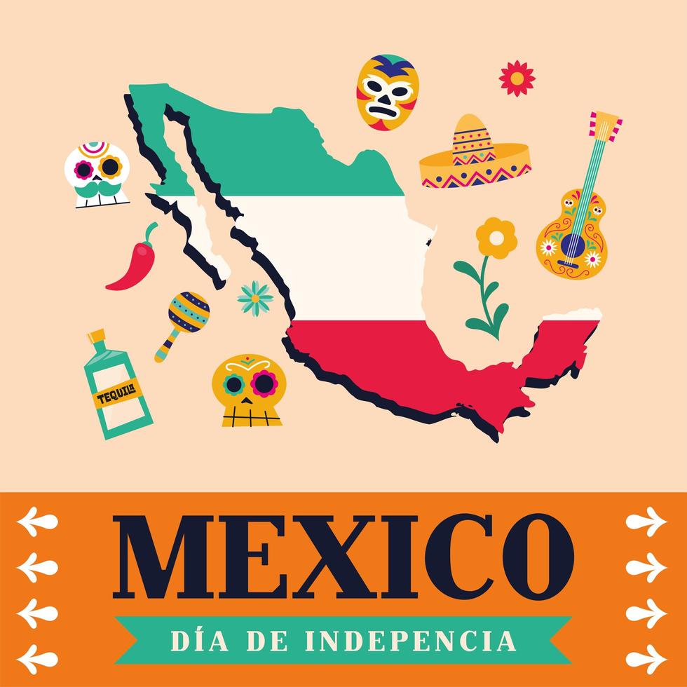 bannière de la fête de l'indépendance mexicaine vecteur