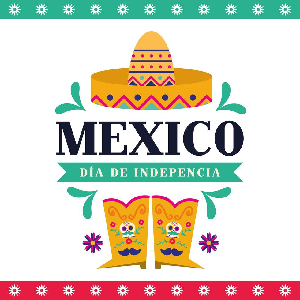 bannière de la fête de l'indépendance mexicaine vecteur