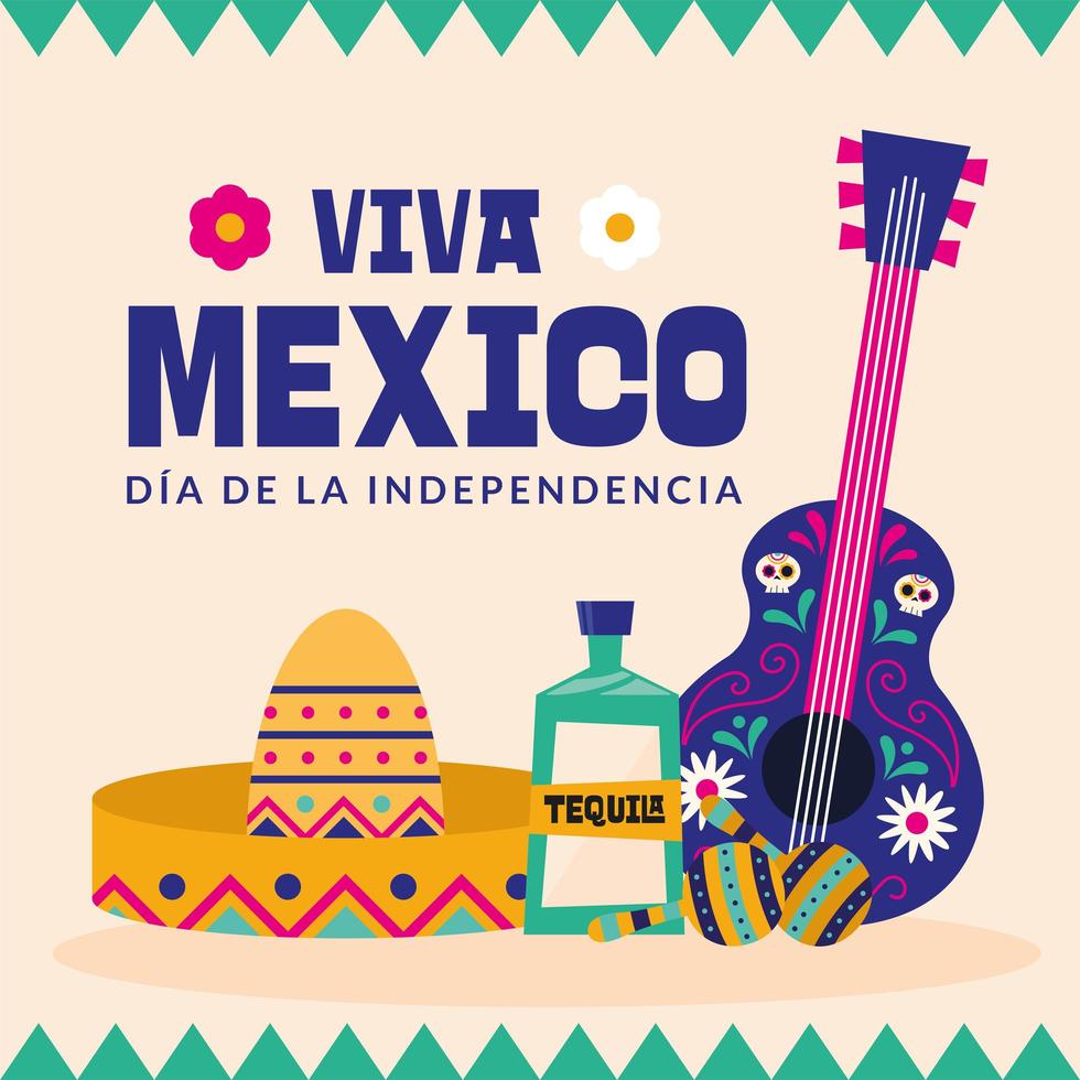 bannière de la fête de l'indépendance mexicaine vecteur