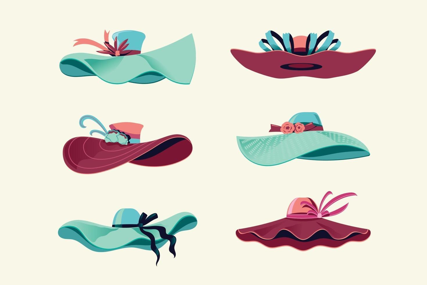 chapeaux derby colorés mis illustration vectorielle vecteur