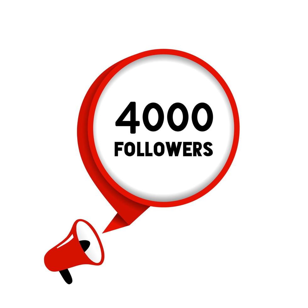 4000 suiveurs, fête conception. 4k suiveurs social groupe, merci toi, social des sites poste. plat vecteur. vecteur