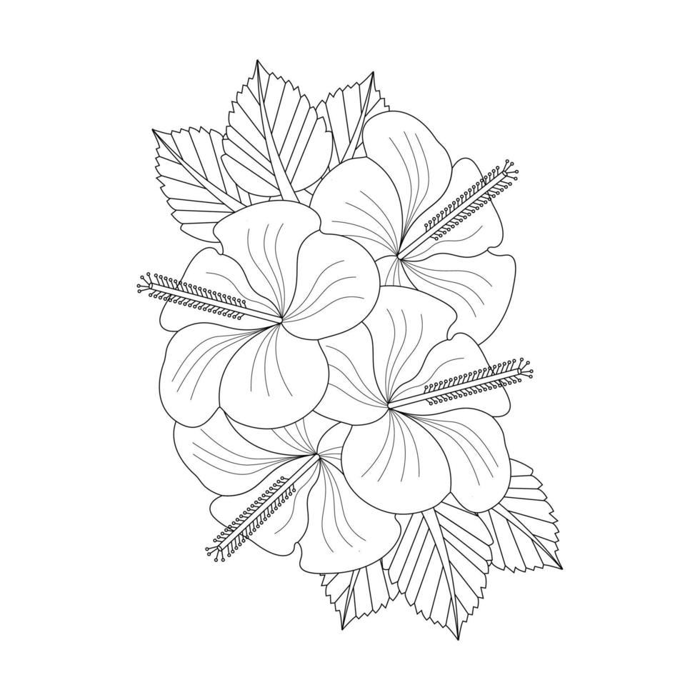 hibiscus fleur coloration page et livre illustration ligne art vecteur