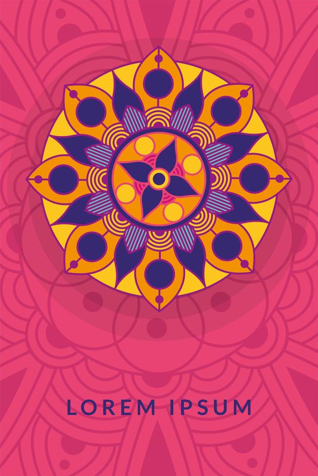 mandala floral décoratif en fond fucsia vecteur