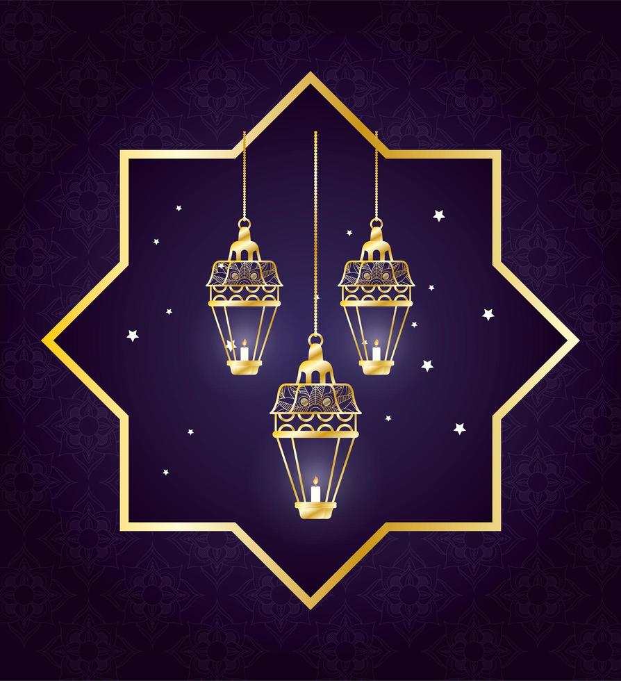 lampes suspendues pour la décoration ramadan kareem vecteur