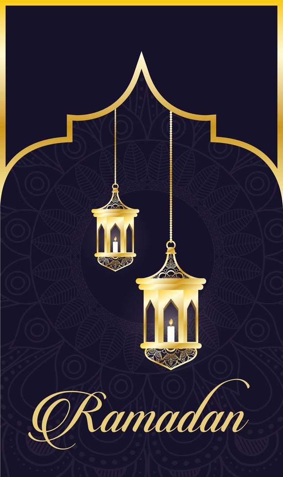 lampes suspendues pour la décoration ramadan kareem vecteur