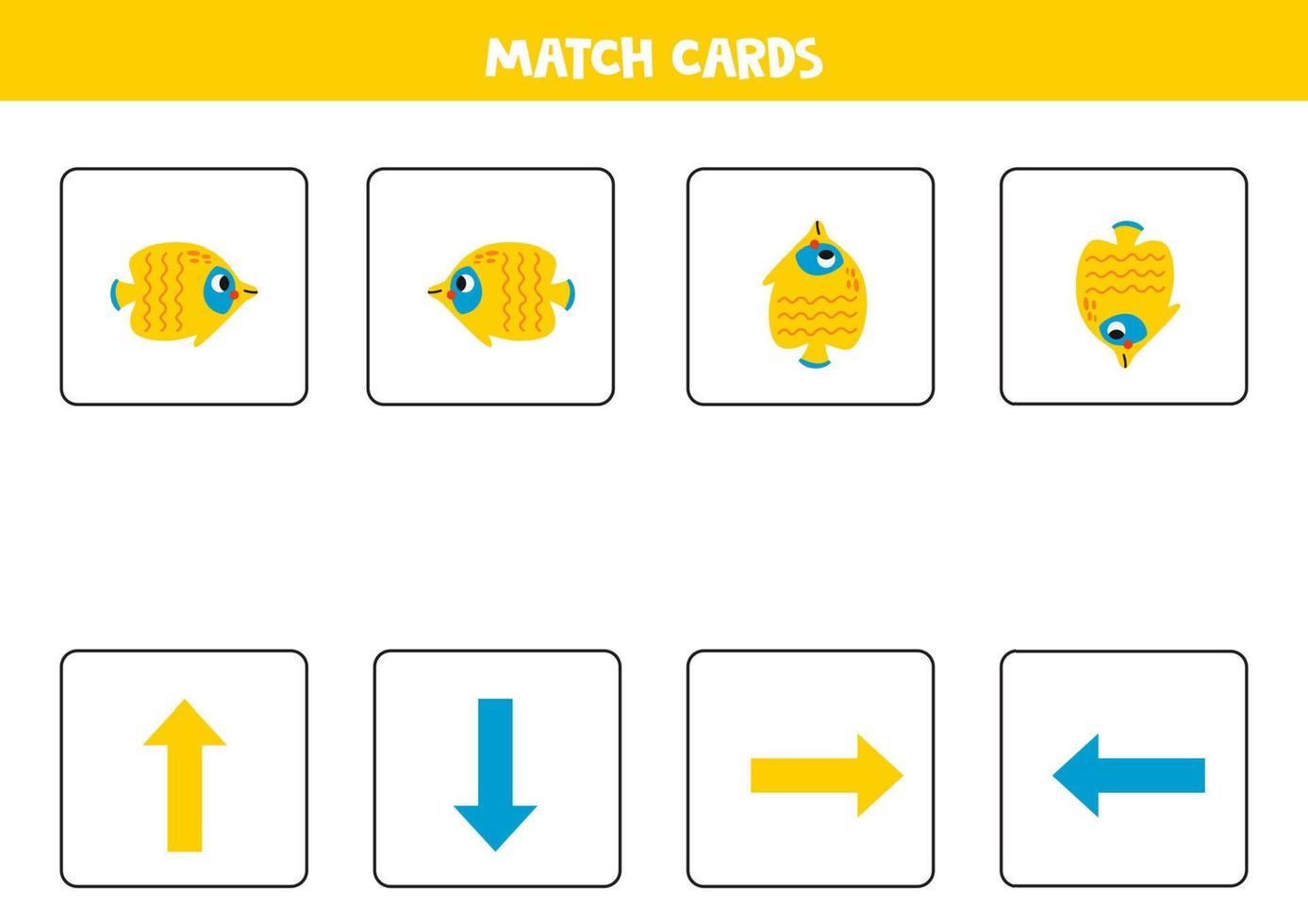 gauche, droite, en haut ou bas. spatial orientation avec mignonne papillon poisson. vecteur