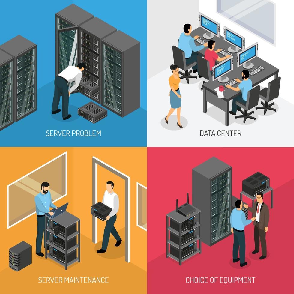 concept de conception de centre de données cloud isométrique vecteur