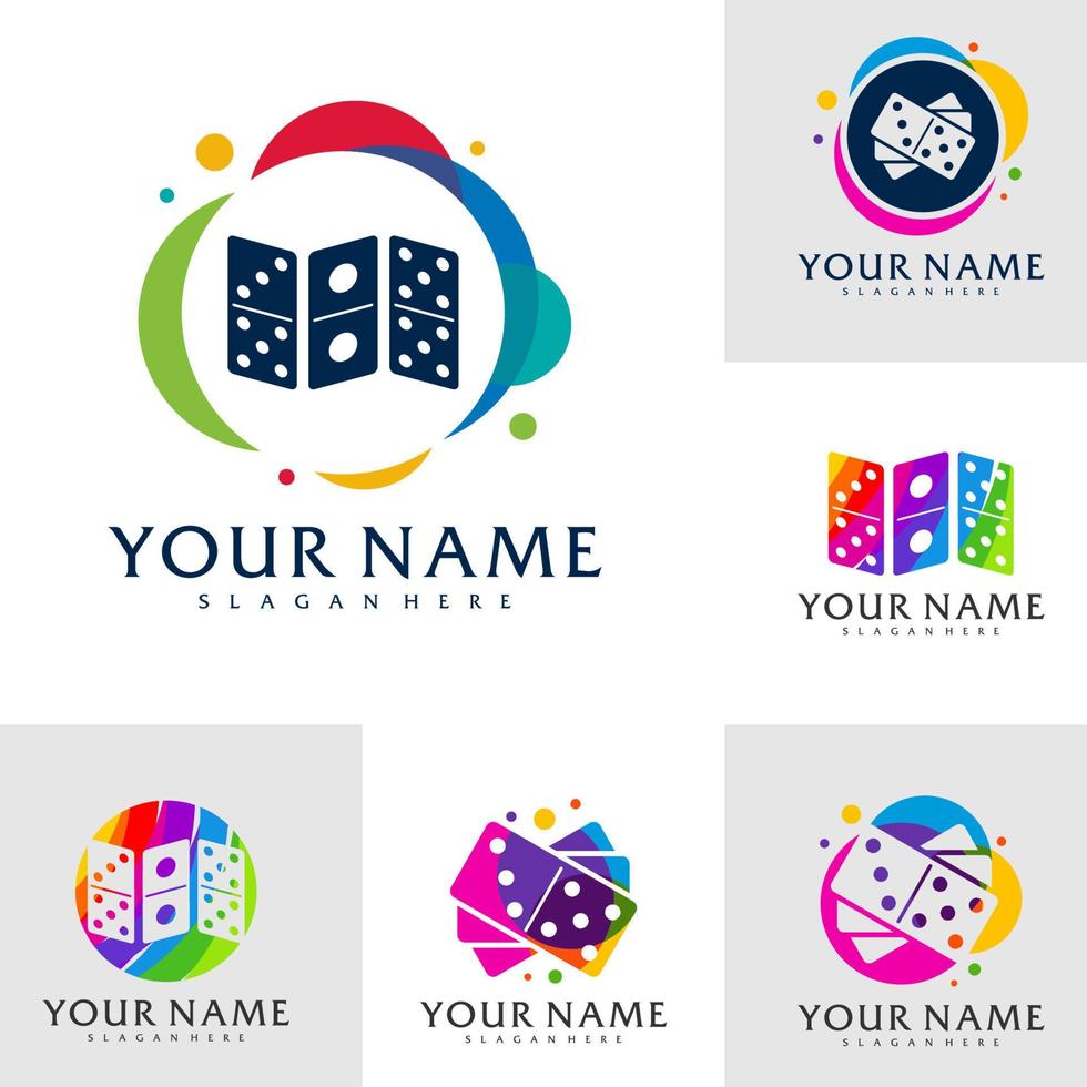 ensemble de coloré domino logo vecteur modèle, Créatif domino logo conception concepts