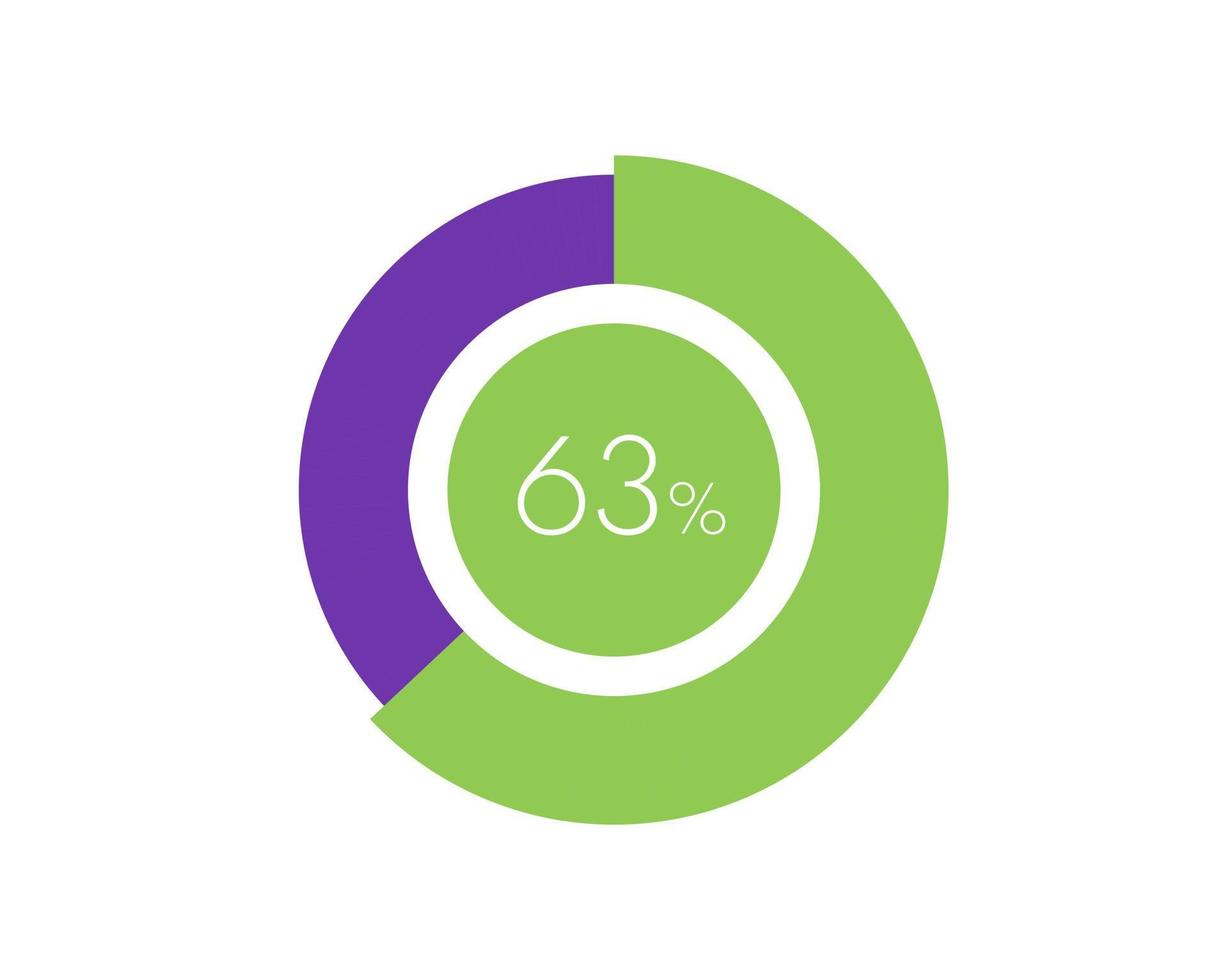 63 pourcentage cercle diagramme infographie, pourcentage tarte vecteur