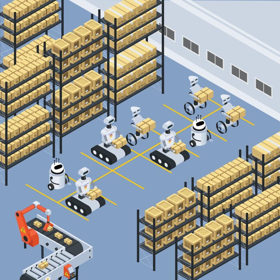 composition isométrique automatique de la logistique et de la livraison vecteur