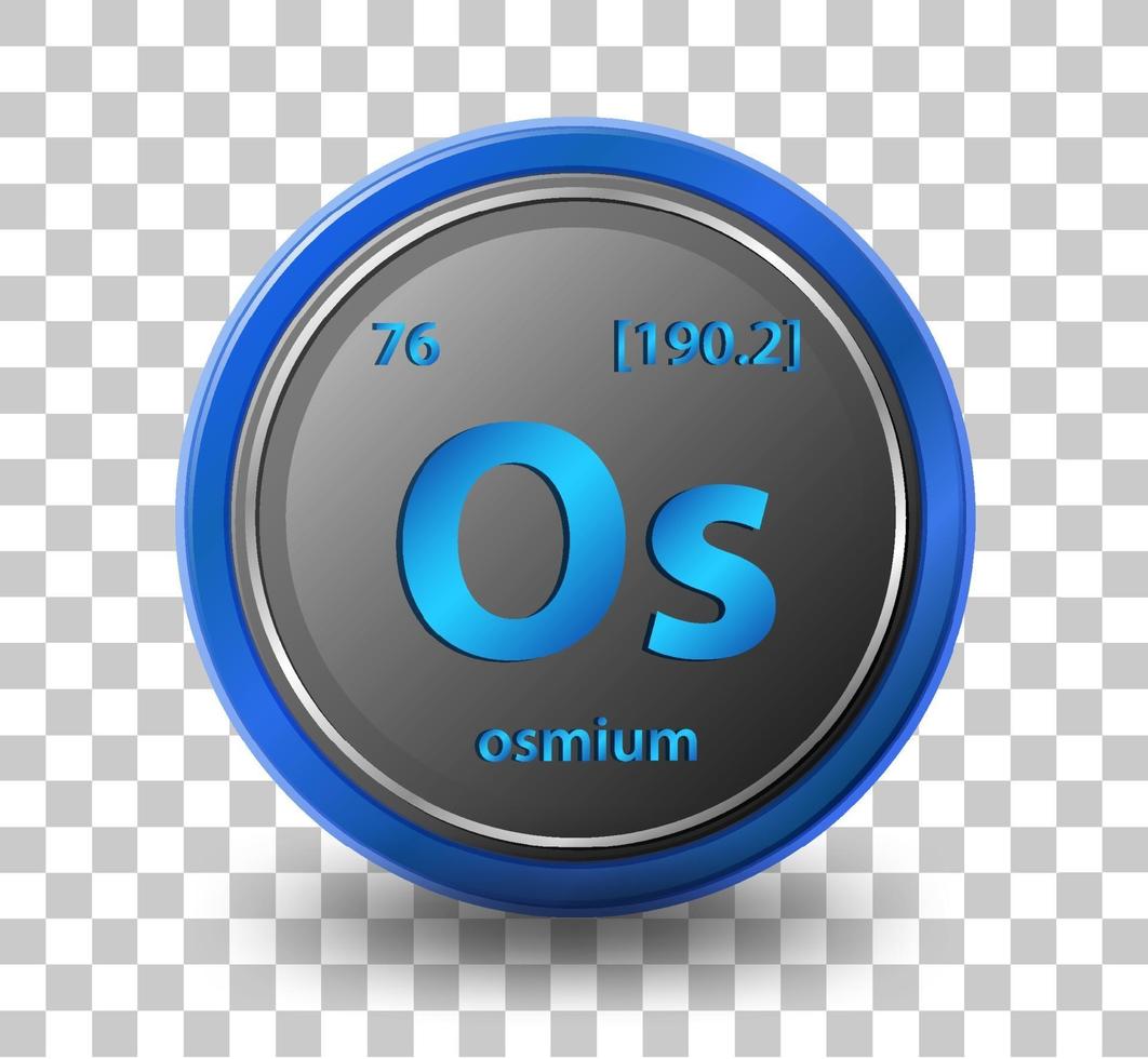 élément chimique osmium. symbole chimique avec numéro atomique et masse atomique. vecteur