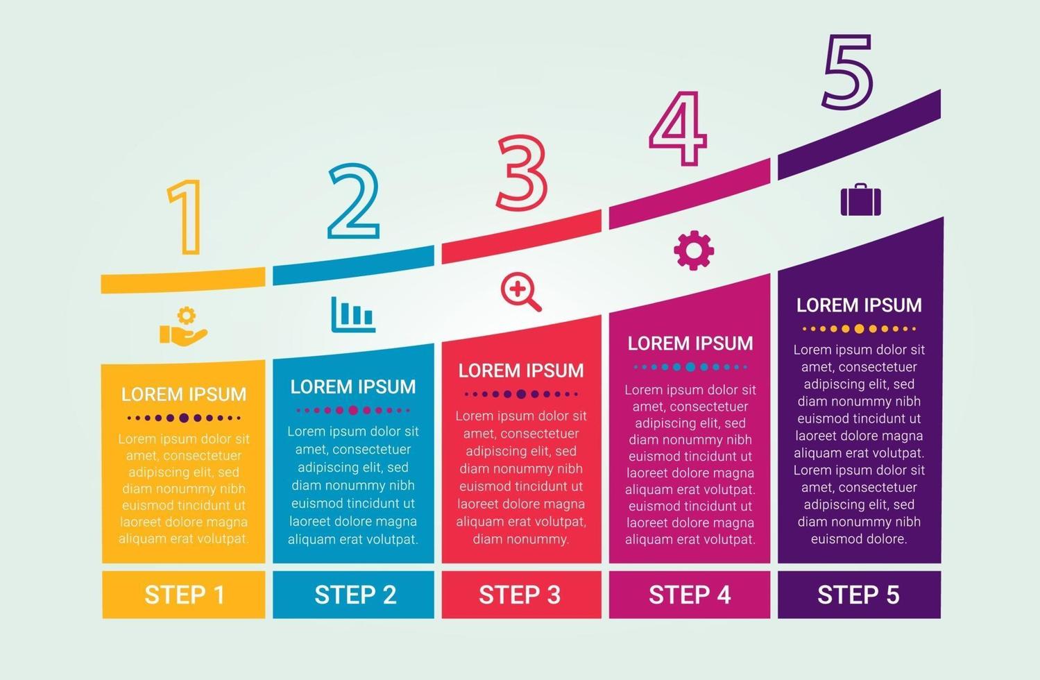 diagramme de processus infographique avec cinq options vecteur