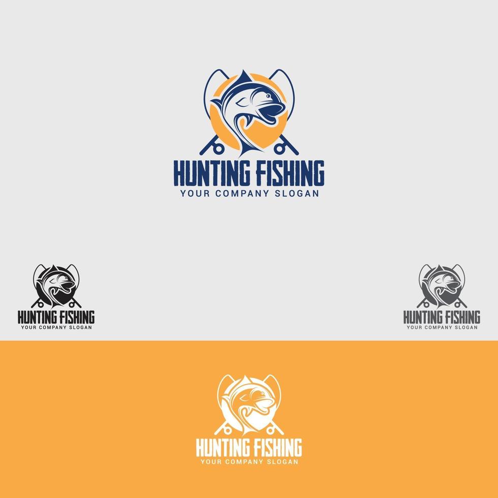 modèle de conception de logo de pêche chasse vecteur