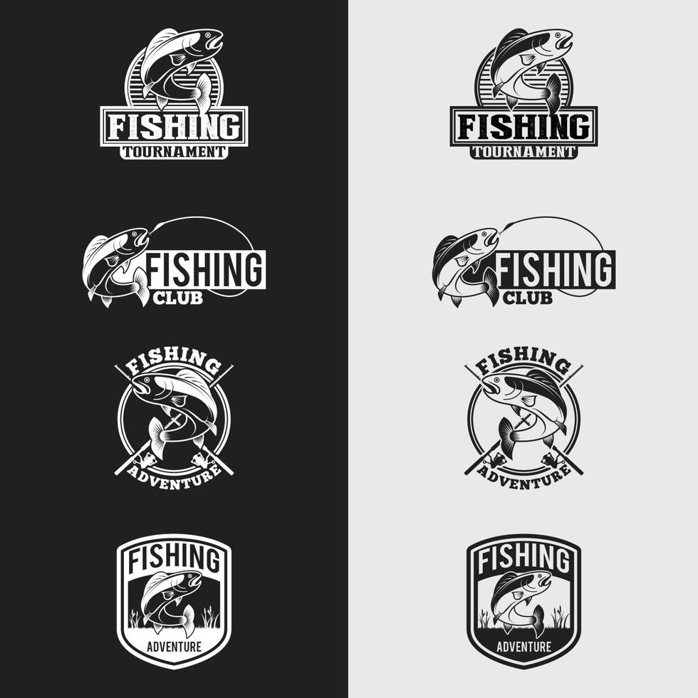 modèle de conception de logo de club de pêche vecteur