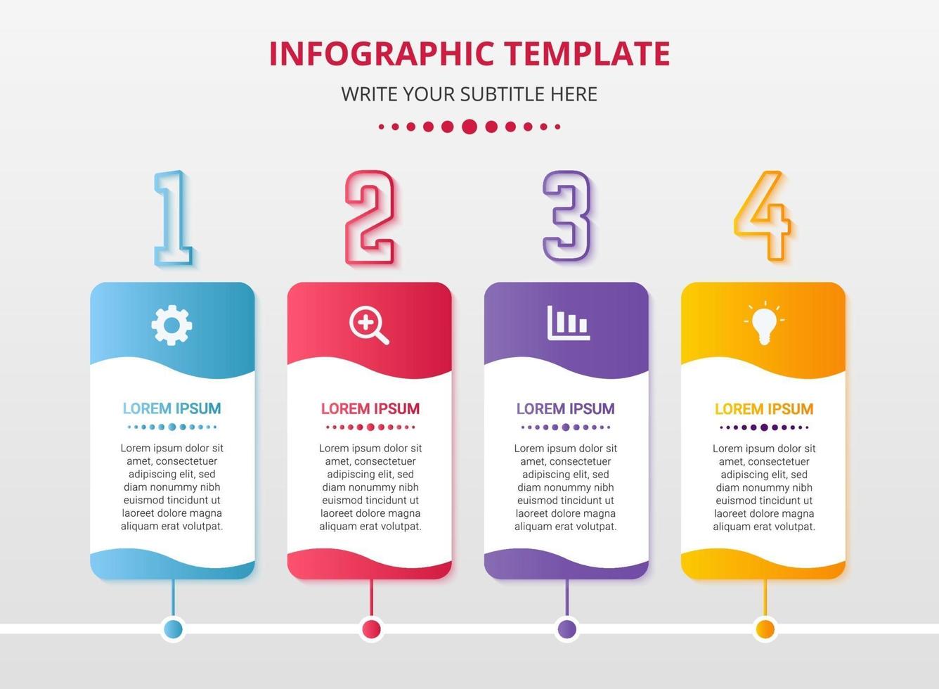 modèle d'étapes infographiques rectangle coloré vecteur